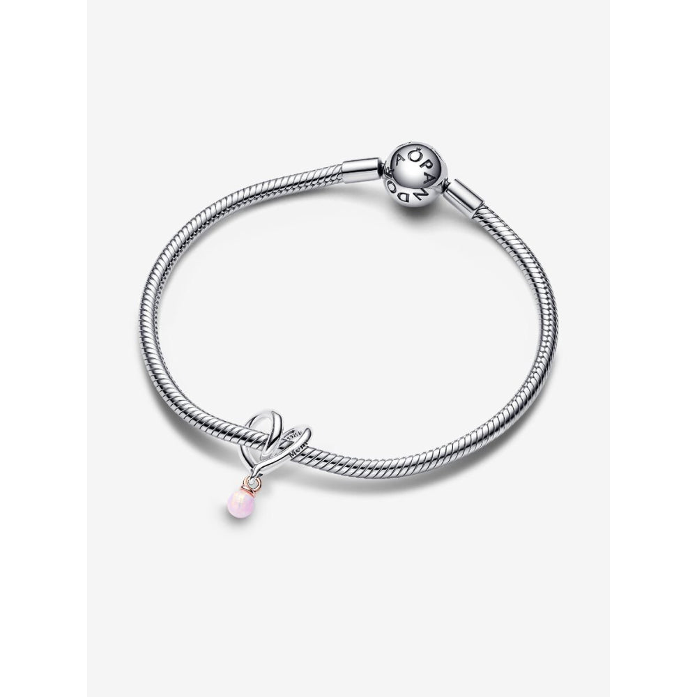 Pandora 14K Rose Gold Plated Sterling Silver Mum Two - Tone Wrapped Heart Charm Image 4