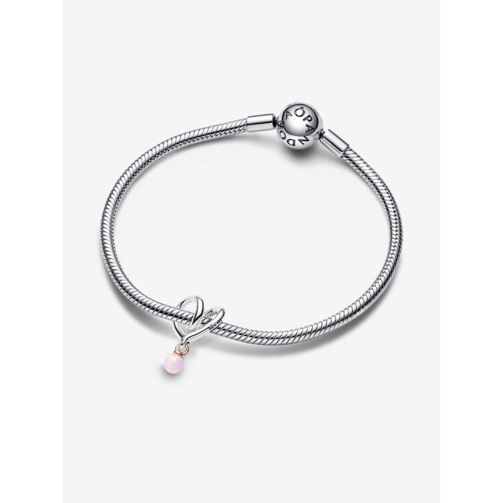Pandora 14K Rose Gold Plated Sterling Silver Mum Two - Tone Wrapped Heart Charm Image 4