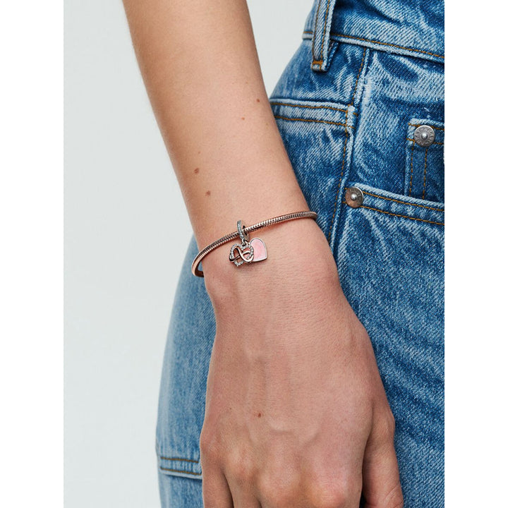 Pandora 14K Rose Gold Plated Sterling Silver Sparkling Infinity Heart Dangle Charm Image 3