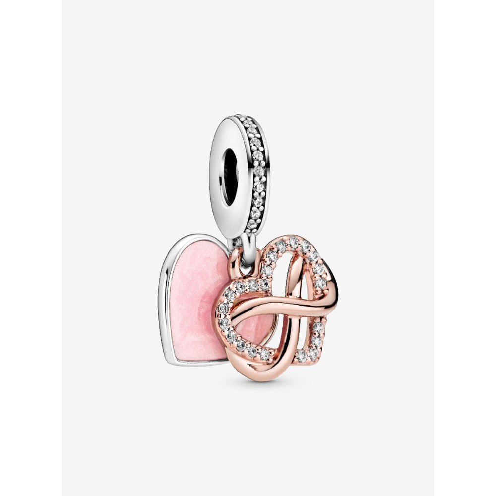 Pandora 14K Rose Gold Plated Sterling Silver Sparkling Infinity Heart Dangle Charm Image 7