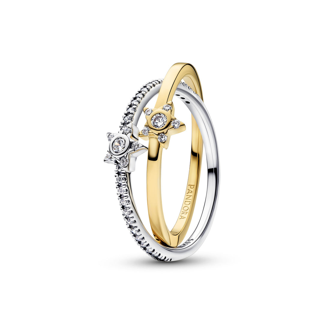 Pandora Two-Tone Sparkling Stella Crossover Ring - Mococo