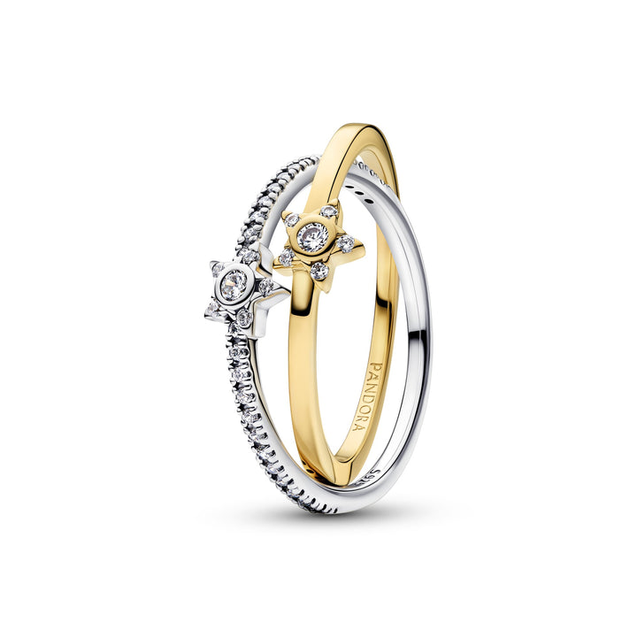 Pandora Two-Tone Sparkling Stella Crossover Ring - Mococo