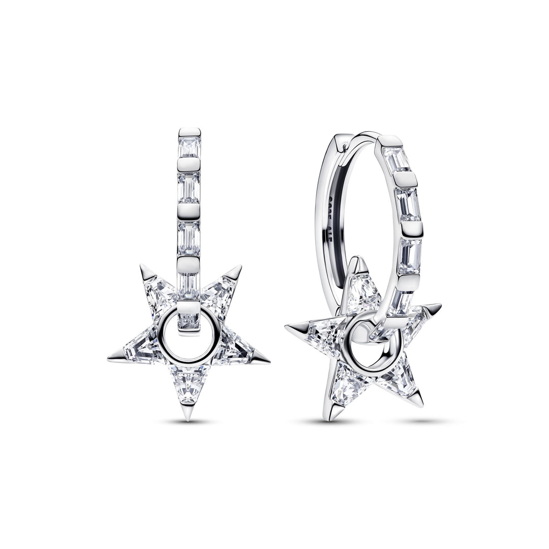 Pandora Silver Sparkling Stella Openwork Hoop Earrings - Mococo