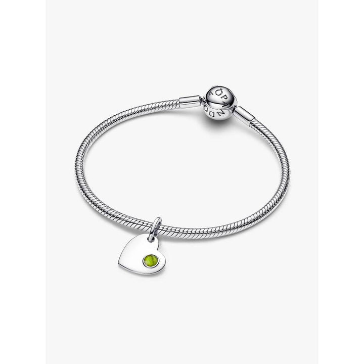 Pandora August Heart Spring Green Crystal Dangle Charm Sterling Silver - MococoPandora794295C08