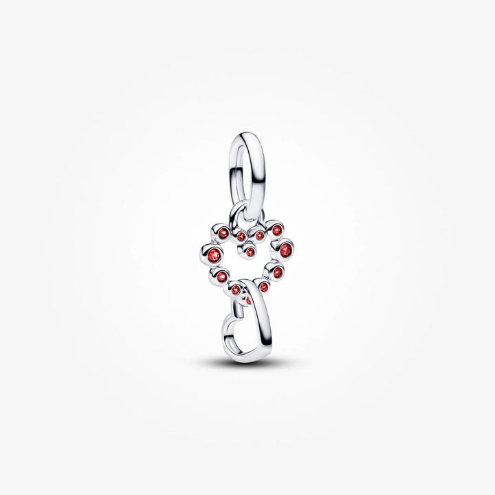 Pandora Connected Hearts &amp; Red Stones Dangle Charm 1