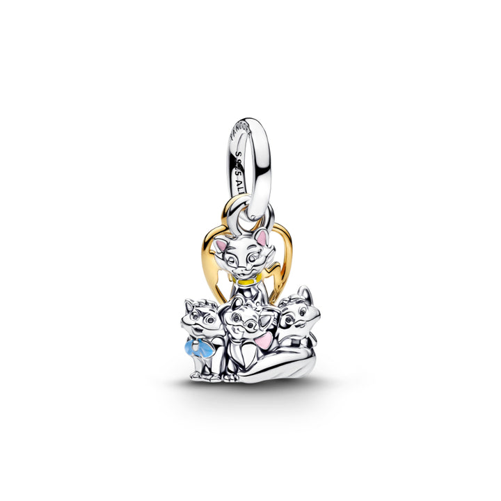 Pandora Gold Disney Aristocats Duchess &amp; Kittens Dangle Charm Image 1
