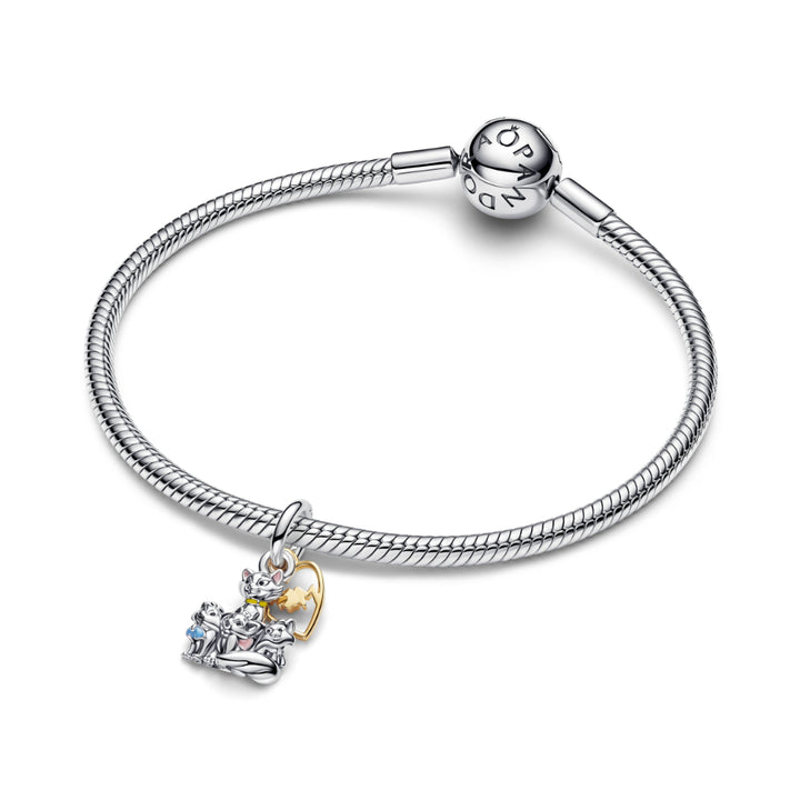 Pandora Gold Disney Aristocats Duchess &amp; Kittens Dangle Charm Image 3