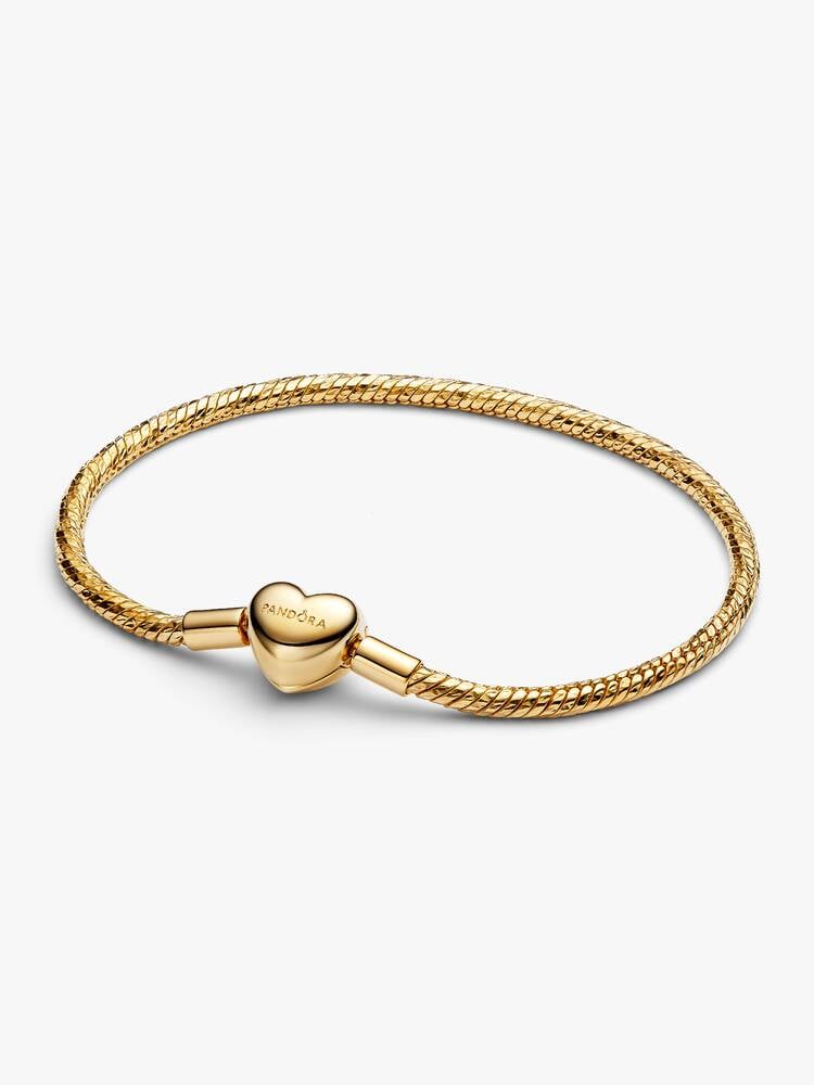 Pandora Gold Heart Clasp Faceted Snake Chain Bracelet - MococoPandora564236C00-185700303232232Bracelet
