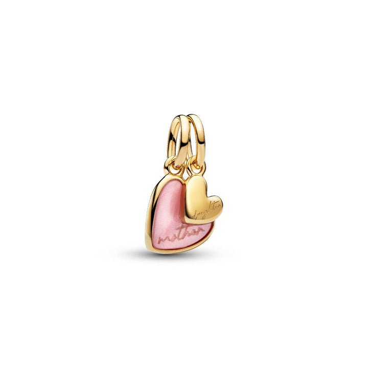 Pandora Gold Mother &amp; Daughter Pink Splittable Dangle Charm Image 1