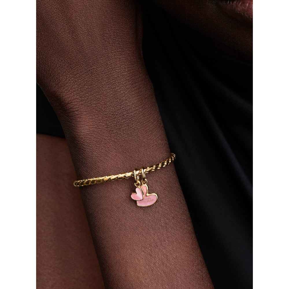 Pandora Gold Mother &amp; Daughter Pink Splittable Dangle Charm Image 2