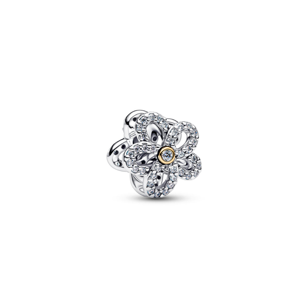 Pandora Gold Pave Flower Openwork Charm Image 1