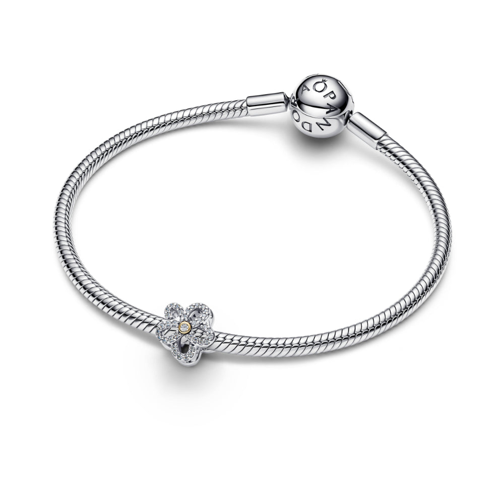 Pandora Gold Pave Flower Openwork Charm Image 2