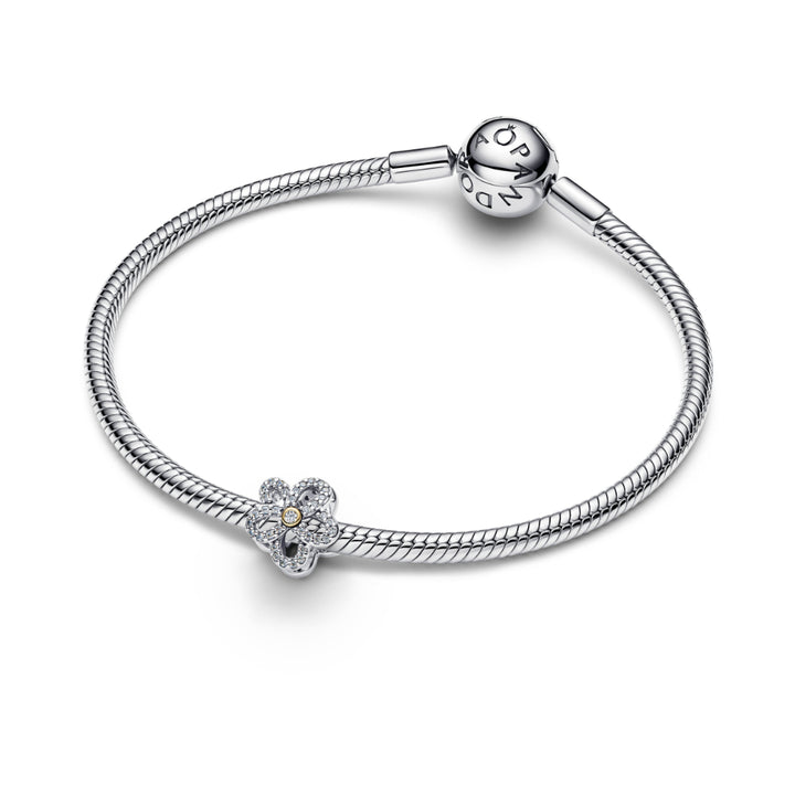 Pandora Gold Pave Flower Openwork Charm Image 2
