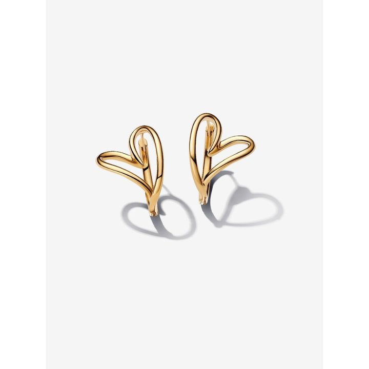 Pandora Gold Plated Organically Shaped Heart Hoop Earrings - MococoPandora263807C005700303185194Earrings