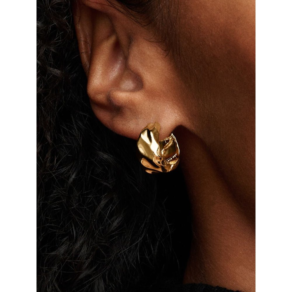 Pandora Gold Plated Rippled Hoop Earrings - MococoPandora263874C005700303194462Earrings