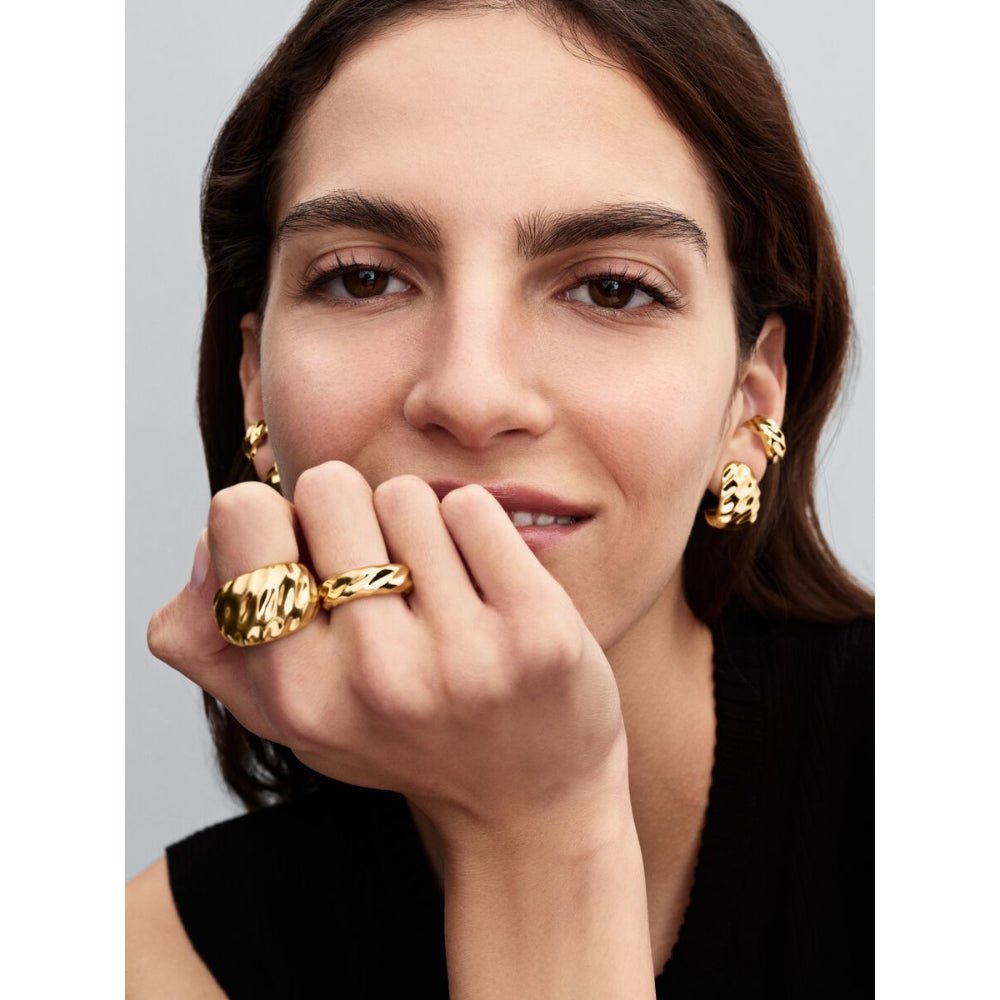 Pandora Gold Plated Rippled Wide Band Ring - MococoPandora163886C00-485700303193717Rings