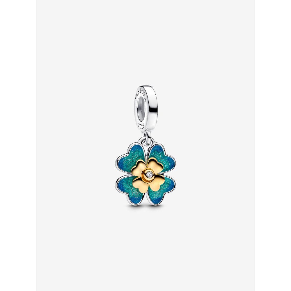 Pandora Gold Plated Sterling Silver 0.009 CT TW Spinnable Four Leaf Clover Lab - Grown Diamond Dangle Charm - MococoPandora763624C015700303165714Charms