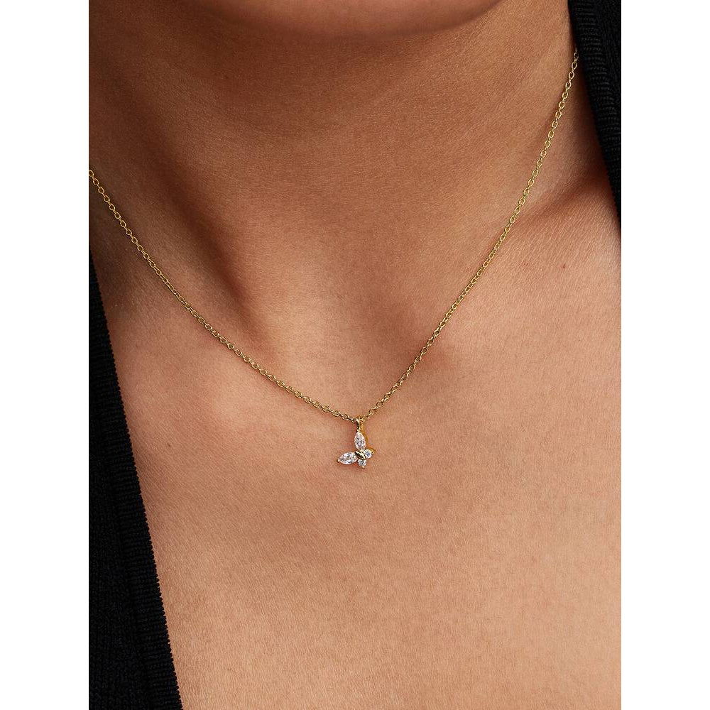 Pandora Gold Sparkling Butterfly Pendant Necklace 2