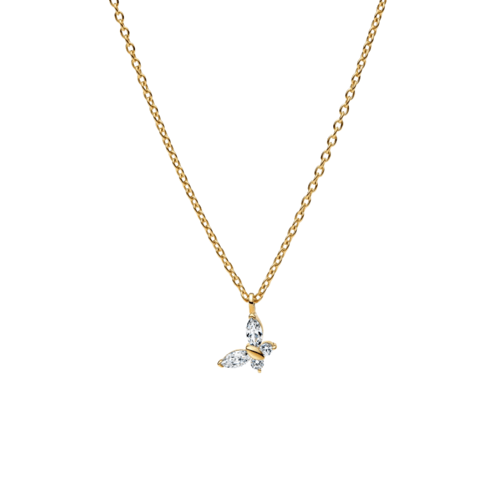 Pandora Gold Sparkling Butterfly Pendant Necklace - MococoPandora364267C01-45Necklaces