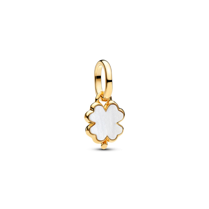 Pandora Gold White Lucky Clover Dangle Charm Image 1