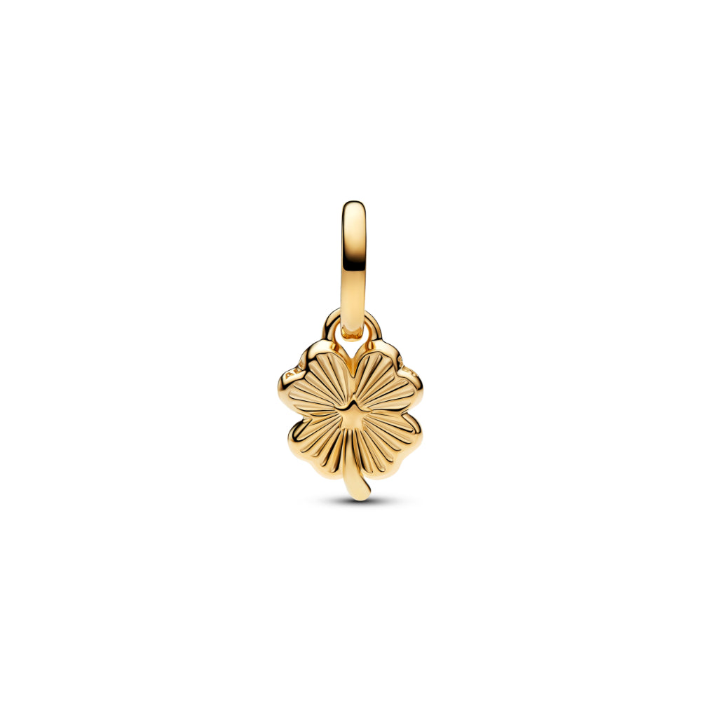 Pandora Gold White Lucky Clover Dangle Charm Image 2