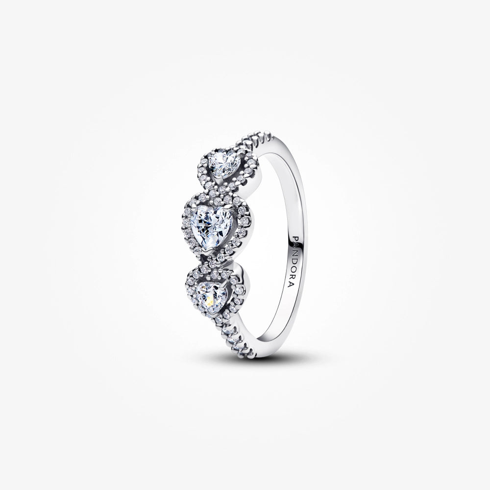 Pandora Halo Heart Trilogy Ring 1