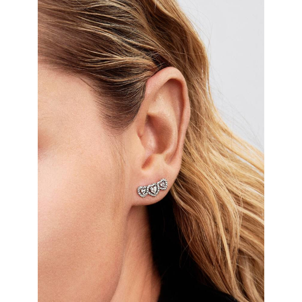 Pandora Halo Heart Trilogy Stud Earrings 2