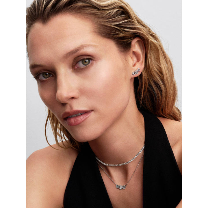 Pandora Halo Heart Trilogy Stud Earrings 4