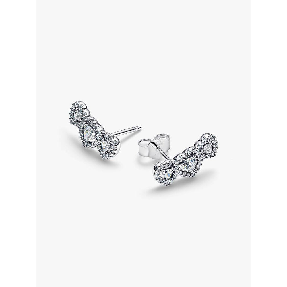 Pandora Halo Heart Trilogy Stud Earrings 5