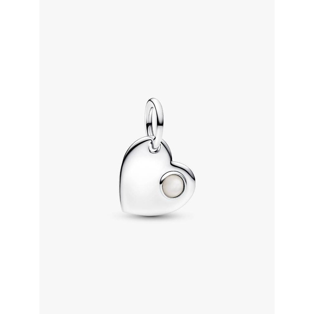 Pandora June Heart White Stone Dangle Charm in Sterling Silver - MococoPandora794295C06