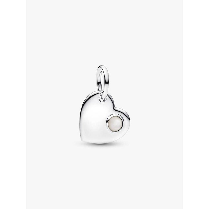 Pandora June Heart White Stone Dangle Charm in Sterling Silver - MococoPandora794295C06