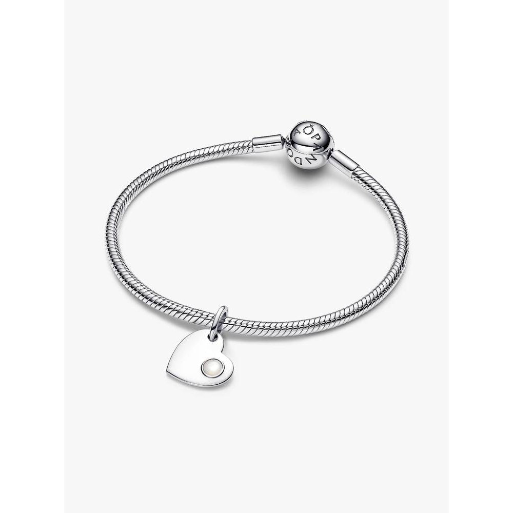 Pandora June Heart White Stone Dangle Charm in Sterling Silver - MococoPandora794295C06