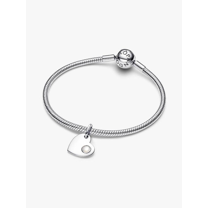 Pandora June Heart White Stone Dangle Charm in Sterling Silver - MococoPandora794295C06