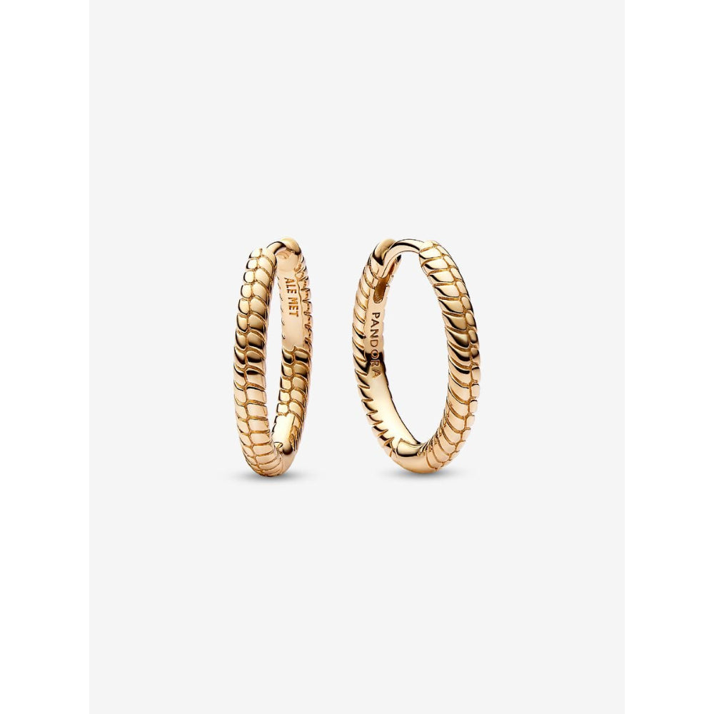Pandora Moments 14K Gold Plated Small Charm Hoop Earrings Image 1