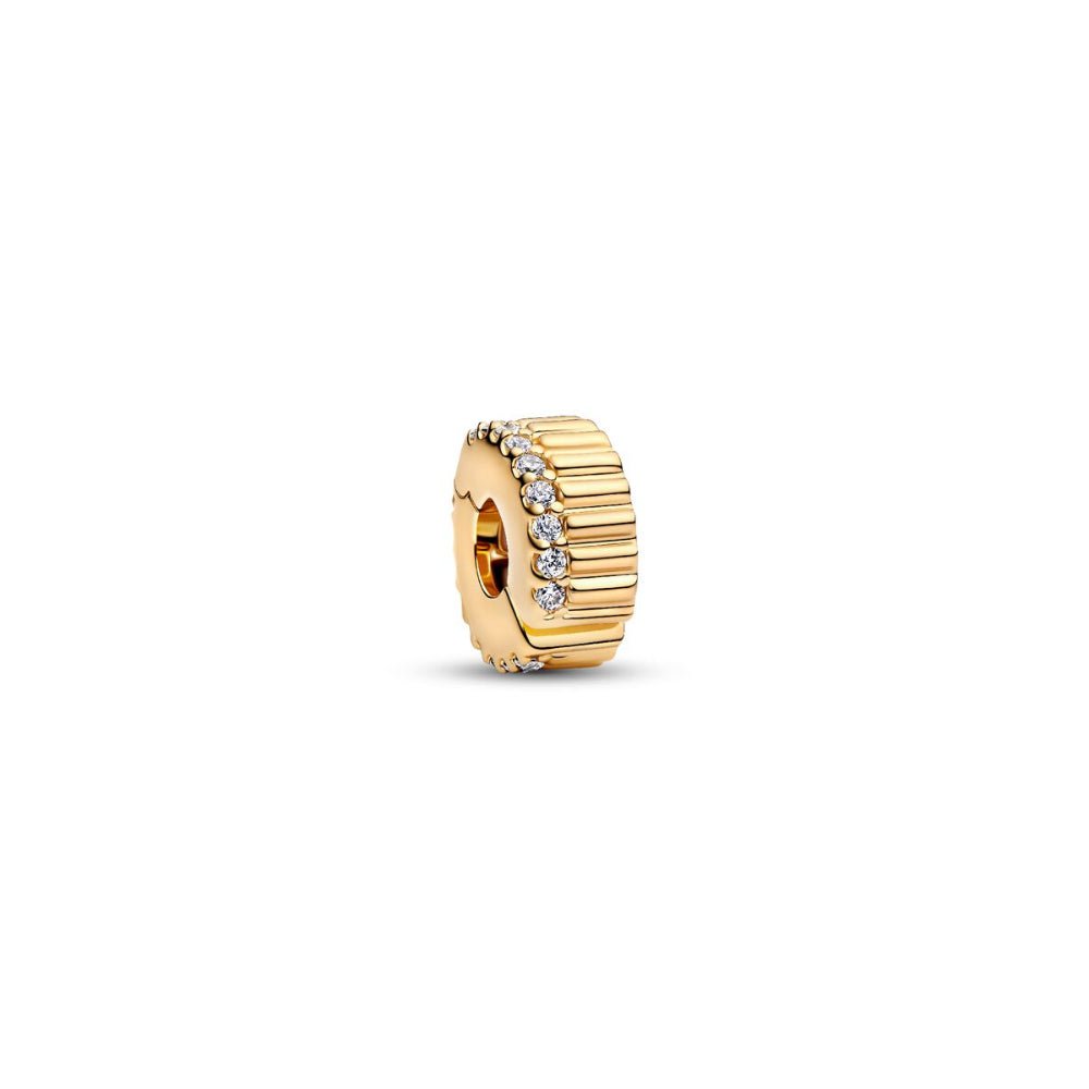 Pandora Moments Gold Clear Cubic Zirconia Ribbed Clip Charm - MococoPandora764078C015700303218946Charms