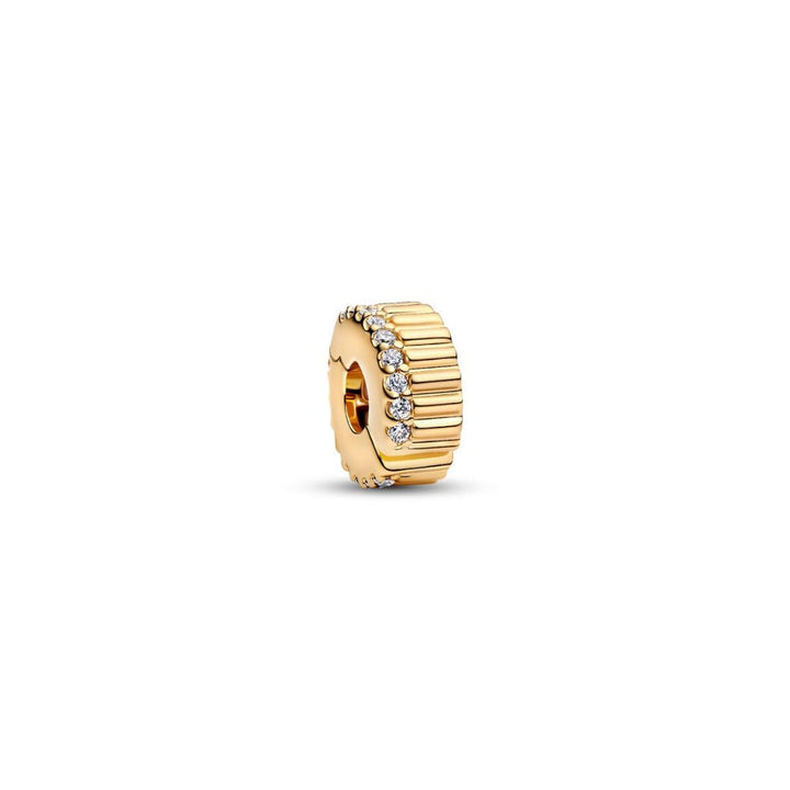 Pandora Moments Gold Clear Cubic Zirconia Ribbed Clip Charm - MococoPandora764078C015700303218946Charms