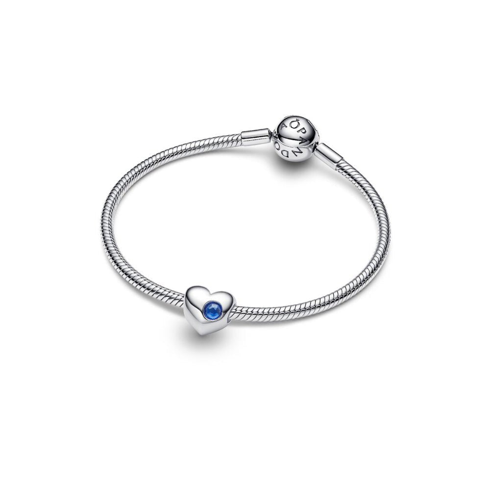 Pandora Moments Silver and Blue Crystal Engravable Heart Princess Charm - MococoPandora794161C095700303219042Charms