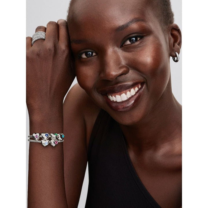 Pandora Moments Silver and Blue Crystal Engravable Heart Princess Charm - MococoPandora794161C095700303219042Charms