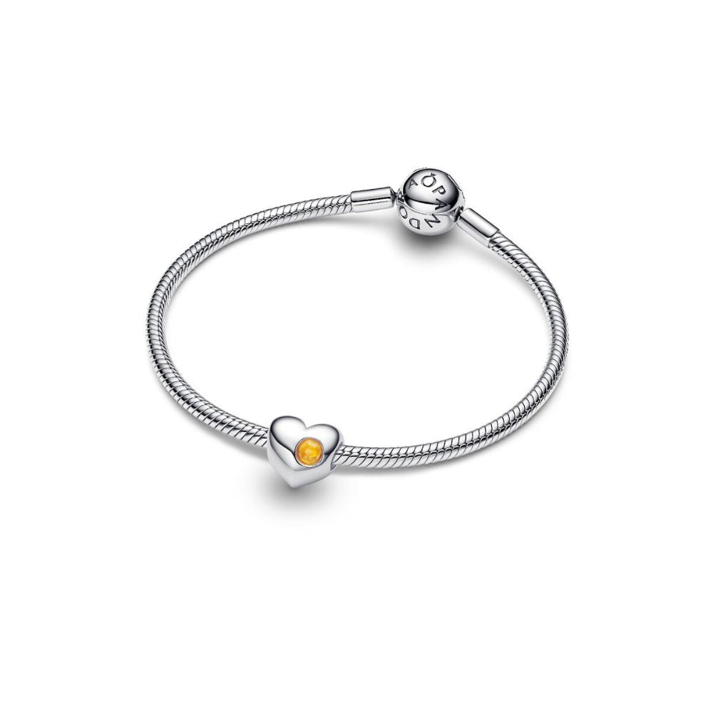 Pandora Moments Silver and Honey Coloured Engravable Heart Crystal Charm - MococoPandora794161C115700303219097Charms