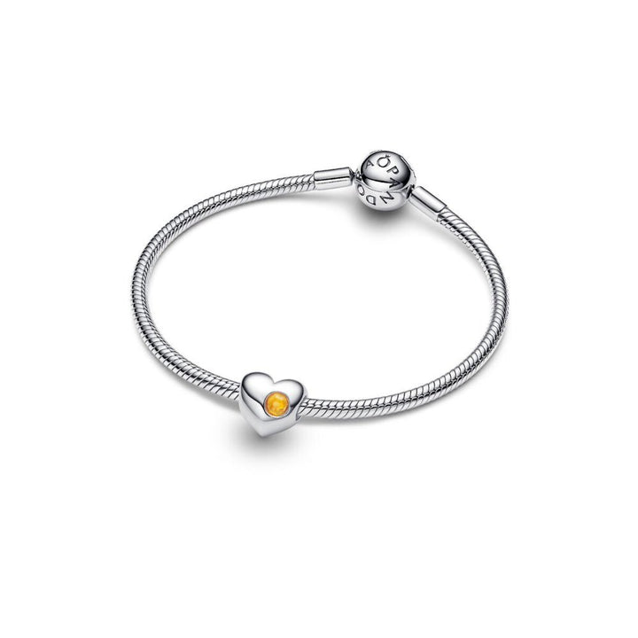 Pandora Moments Silver and Honey Coloured Engravable Heart Crystal Charm - MococoPandora794161C115700303219097Charms