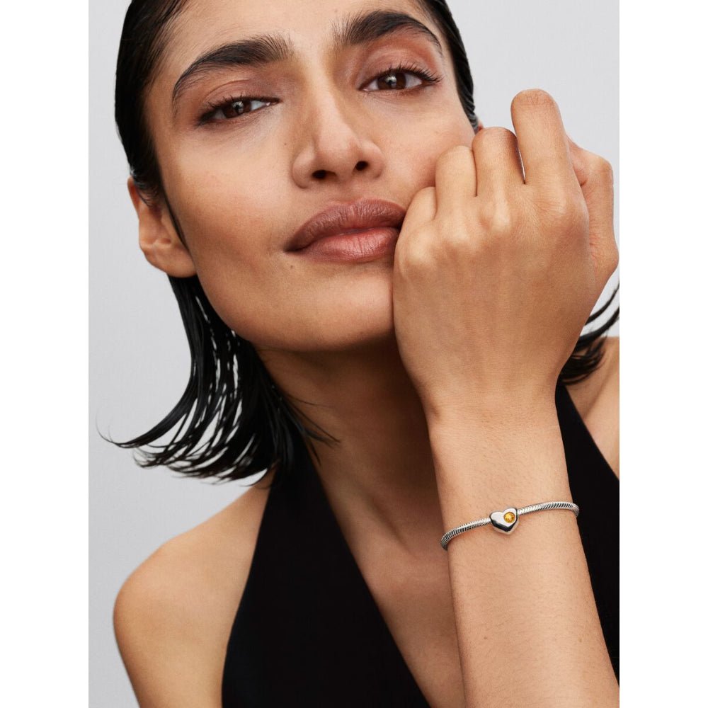 Pandora Moments Silver and Honey Coloured Engravable Heart Crystal Charm - MococoPandora794161C115700303219097Charms