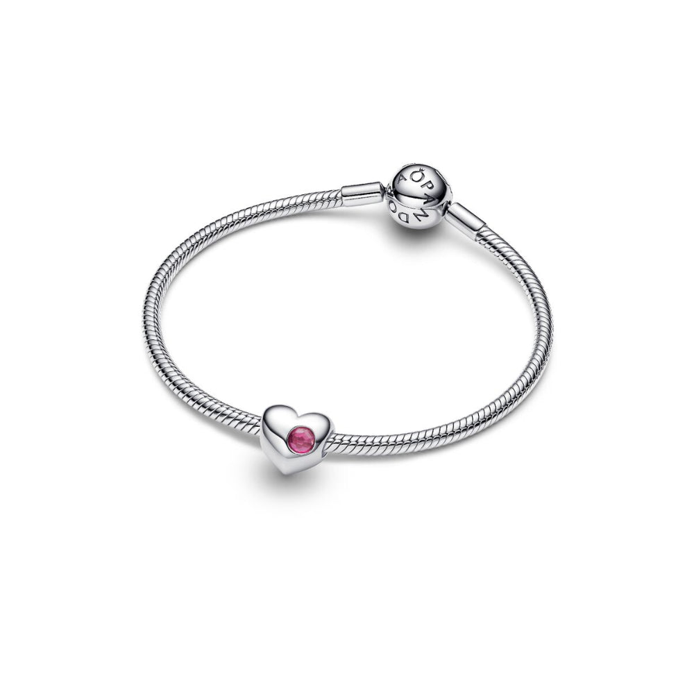 Pandora Moments Silver and Pink Engravable Heart Phlox Crystal Charm - MococoPandora794161C105700303219103Charms