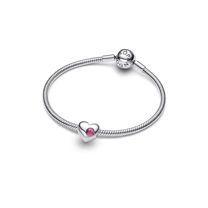 Pandora Moments Silver and Pink Engravable Heart Phlox Crystal Charm - MococoPandora794161C105700303219103Charms