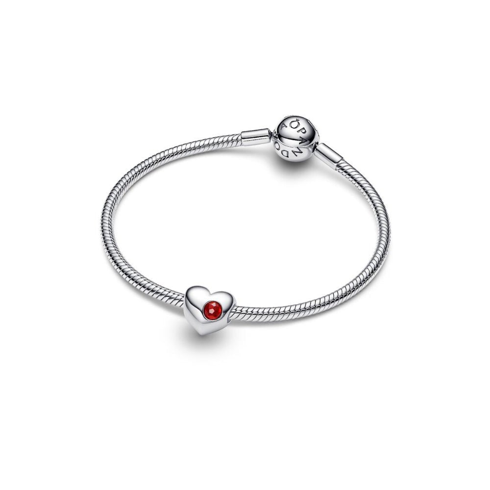 Pandora Moments Silver and Red Engravable Heart Salsa Crystal Charm - MococoPandora794161C015700303219073Charms