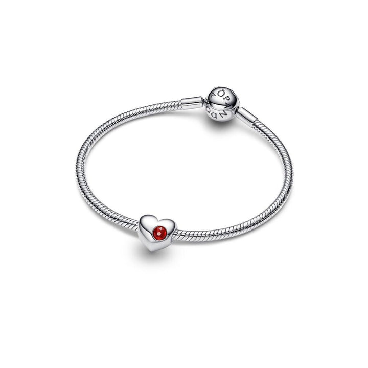 Pandora Moments Silver and Red Engravable Heart Salsa Crystal Charm - MococoPandora794161C015700303219073Charms