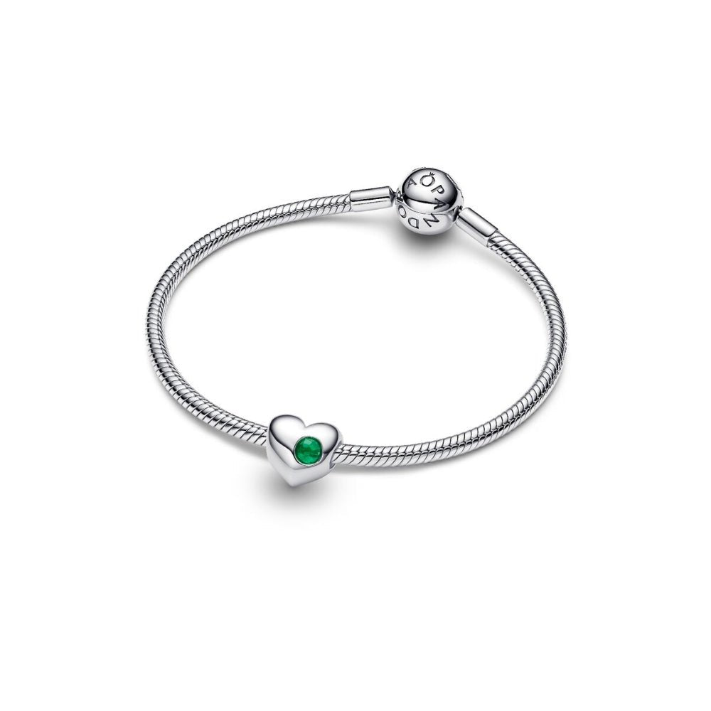 Pandora Moments Silver and Royal Green Engravable Heart Crystal Charm - MococoPandora794161C055700303219110Charms