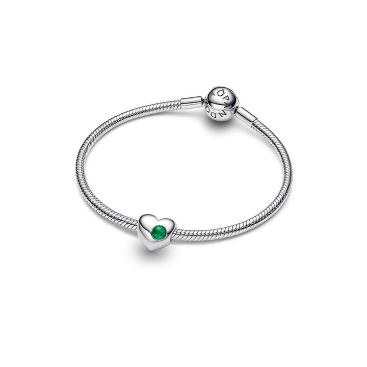 Pandora Moments Silver and Royal Green Engravable Heart Crystal Charm - MococoPandora794161C055700303219110Charms