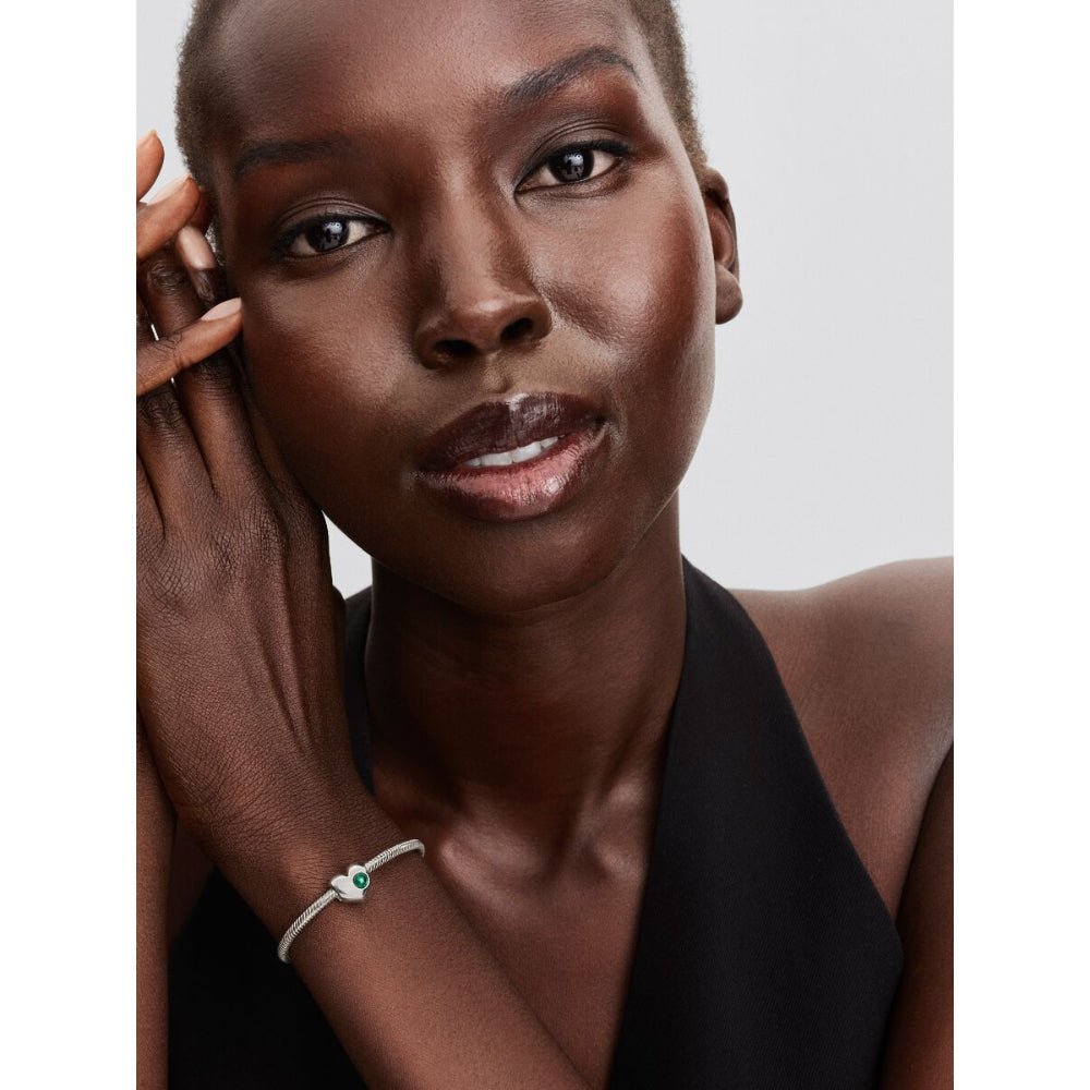 Pandora Moments Silver and Royal Green Engravable Heart Crystal Charm - MococoPandora794161C055700303219110Charms