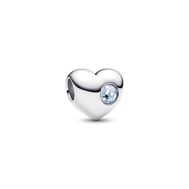 Pandora Moments Silver and Sea Aqua Blue Engravable Heart Crystal Charm - MococoPandora794161C035700303219059Charms