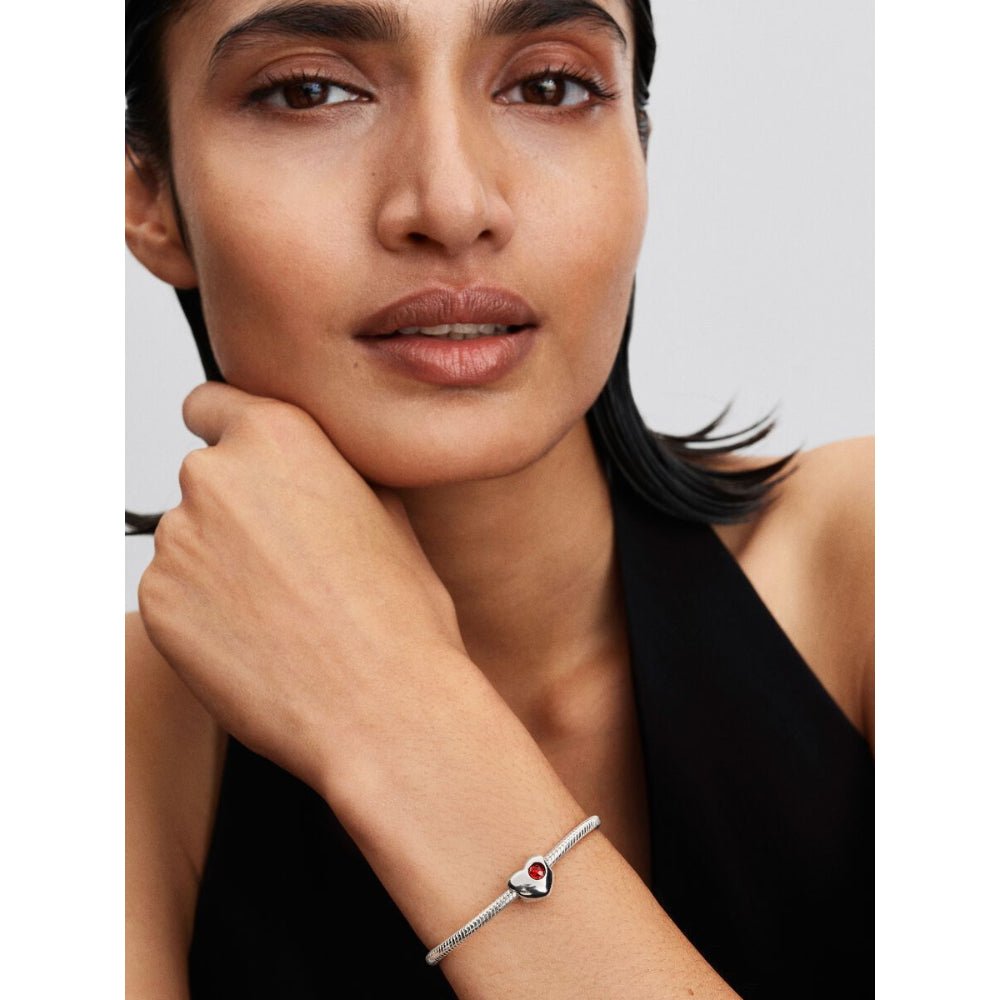 Pandora Moments Silver and True Red Engravable Heart Crystal Charm - MococoPandora794161C075700303219080Charms
